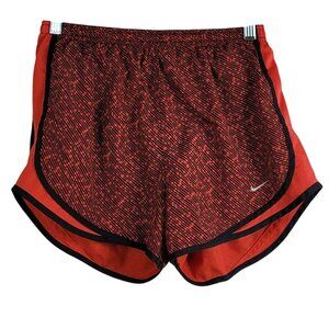 Nike Women Dri-Fit Tempo Shorts Red Black Medium Mid Rise Pull On Brief Liner